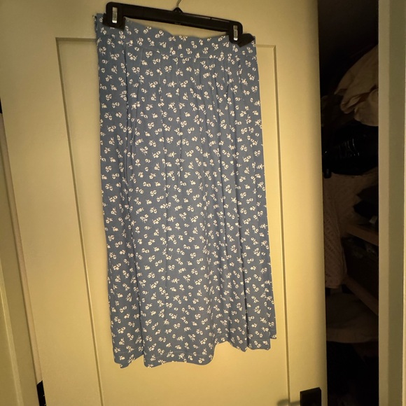 Sezane Alicia Skirt Mini Fleurs Sur Fond Bleu - Size 38 - Picture 2 of 3